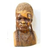 Wood carved bust of a Woman