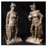 Silver Sculptural Knights in amour bookends
