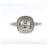 14kt Gold Cushion Cut Halo 1.51ctw diamond ring