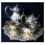 Highly Embossed Antique Silver plate tea service