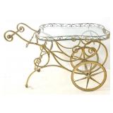 Brass tea cart / glass top / wine rack
