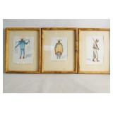 Three Edith McMurtrie original watercolors