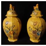 Pair of French Chinoiserie yellow vases