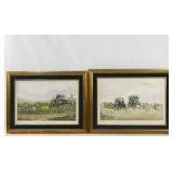 Two Antique English Engravings of Coaches