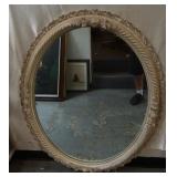 Large Antique Carved Oval mirror - in ornate frame