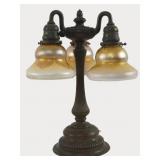 Tiffany Studios 309 Bronze Lamp Favrile Shades