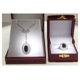 18kt Victorian Sapphire pendant & ring set