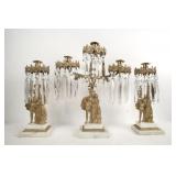Antique 3pc candle holder set  with lusters