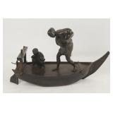 Chinese bronze - fisherman & boat