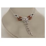 18kt Gold diamond & cornelian necklace set