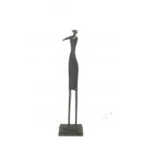 Cast Iron and Bronze Female Violinist Sculpture