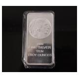 10 Troy ounce ingot bar - Indian head & buffalo