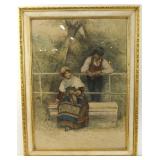 Signed vintage Lithograph of two lovers