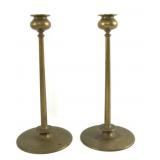 Pair Tiffany Style Brass Candlesticks