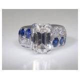 Outstanding 5.07 ct Diamond and Sapphire Ring