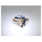 14kt Gold Sapphire & diamond ring