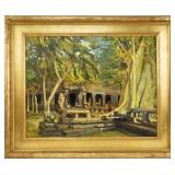 Millard Sheets oil on canvas Exotic garden