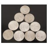 Collection of Ten U.S. Peace Dollars .999 Silver