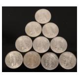 Collection of Ten U.S. Peace Dollars .999 Silver