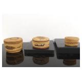 3 NW lidded fine woven baskets