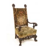 Antique Charles II Style Carved Arm Chair