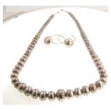 Sterling silver beaded graduated necklace