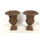 Pair of antique American cast iron  urns