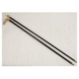 Two antique gold tip canes