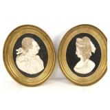 George & Martha Washington Caved Portraits