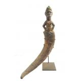 Nkondi Bakongo Nail Fetish; carved horn w figure