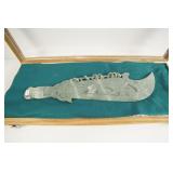 Carved Hardstone Chinese sword with rings Cased