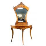 Italian Inlaid rosewood console with mirror