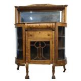 Unusual Tiger Oak server w mirror circa 1900