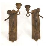 Pair of Bronze Wall Sconces with Cherubs