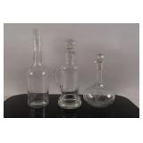 Etched glass decanters w stoppers