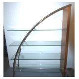 Art Modern Wood and steel quarter moon bookshelf