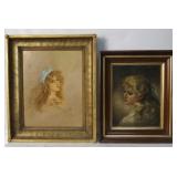 Two Vintage Paintings of Ladies