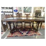 Spanish Colonial Trestle table with glass top