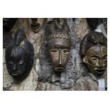 3 African Wood Carved Tribal Masks