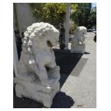 Pair Chinese Marble Palace Foo Dogs -