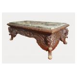 Highly Carved Japanese Hardwood Low Table