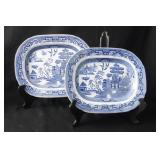 Antique English Ridgeway Blue & White Platters - 2
