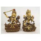 Pair of Bronze and Gold overlay Nepalese Goddesses