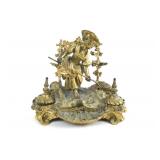 19th cent figural  bronze inkwell -
