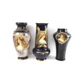 3 Fine porcelain portrait vases