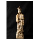 Antique Wood Carved Chinese Mother & Child