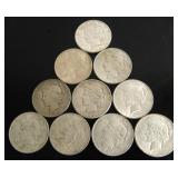 Ten 1922 Silver Peace Dollars