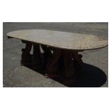 Granite Top Oval Double Pedestal Dinning table