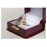 18kt Custom ruby and diamond ring