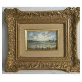 An Miniature Oil on Canvas Landscape in gilt frame
